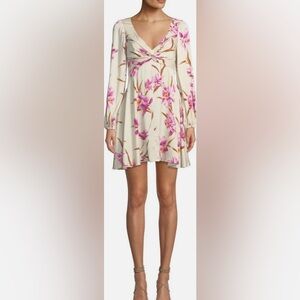 Zimmermann Cream Floral Long Sleeve Twist-Front Dress